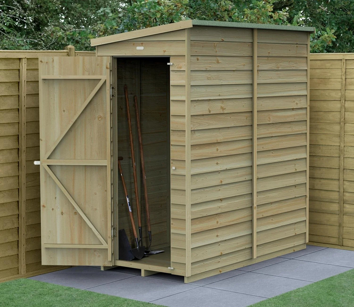 3 x 6 ft Wooden Pent Garden Shed, Overlap Timber Storage Shed with Single Door